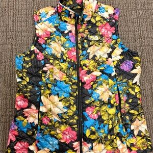 The North Face Black Quilted Vest with Multicolor Floral Print